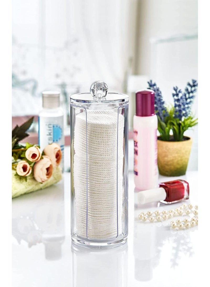 مجموعة منظم مكياج 3 قطع من الأكريليك الشفاف بغطاء – لتخزين وسادات القطن، أعواد التنظيف وأدوات التجميل، مثالية لتنظيم الحمام وطاولة الزينة بشكل أنيق وعملي - Image 4